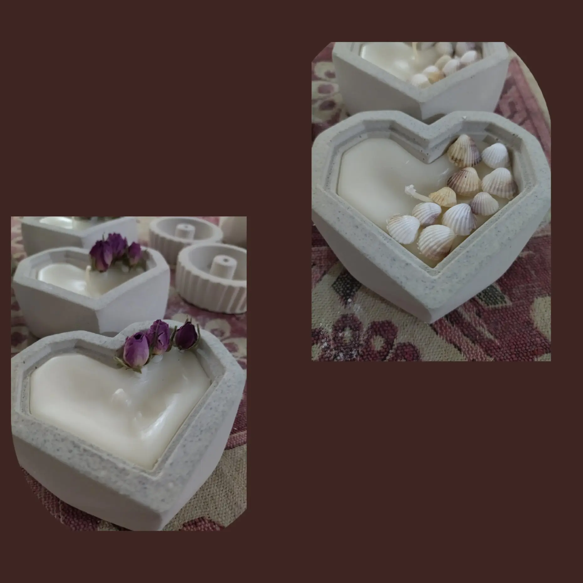 شمع سنگی صدفی و گل